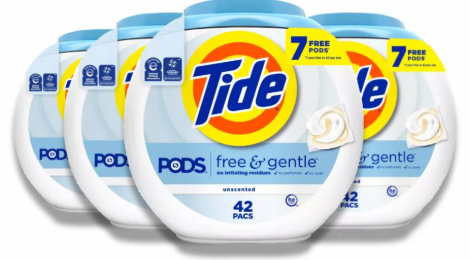 BULK-TIDE-FREE & CLEAR-GENTLE-HE LAUNDRY DETERGENT-42CT-39OZ- 4 PACK