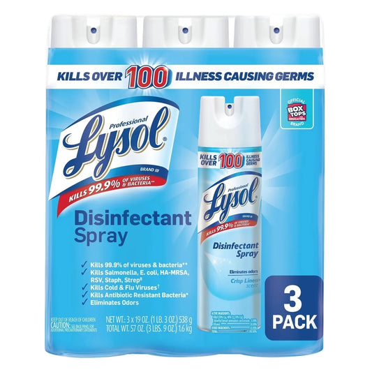 Lysol Disinfectant- Spray Crisp Linen Scent- 19 Ounce-3 Pack