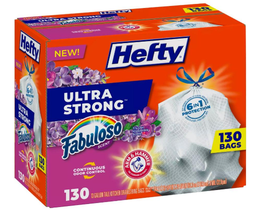 HEFTY ULTRA STRONG-DRAWSTRING TRASH BAGS-13 GALLON-130 CT