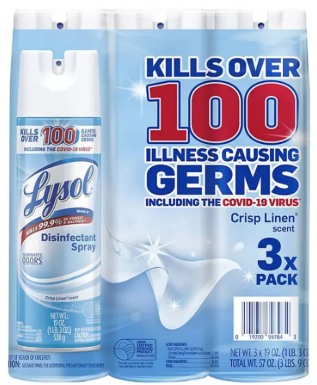BULK-LYSOL DISINFECTANT SPRAY-LINEN SCENT-19 OZ-3 PACK