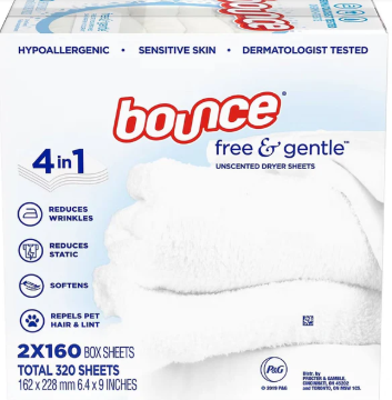 BULK-BOUNCE-FREE & GENTLE-DRYER SHEETS-320 CT
