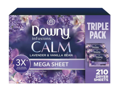 BULK-DOWNY- INFUSION CALM- MEGA DRYER SHEETS-LAVENDER & VANILLA BEAN-210CT-3 PACK